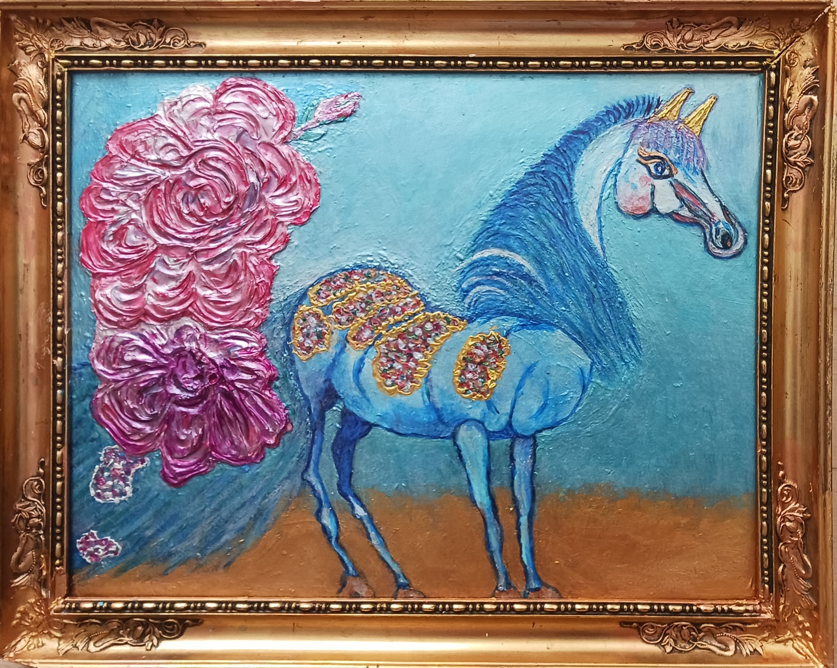 "Surrealistisk omkring hesten og roserne."