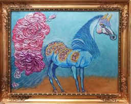 "Surrealistisk omkring hesten og roserne."