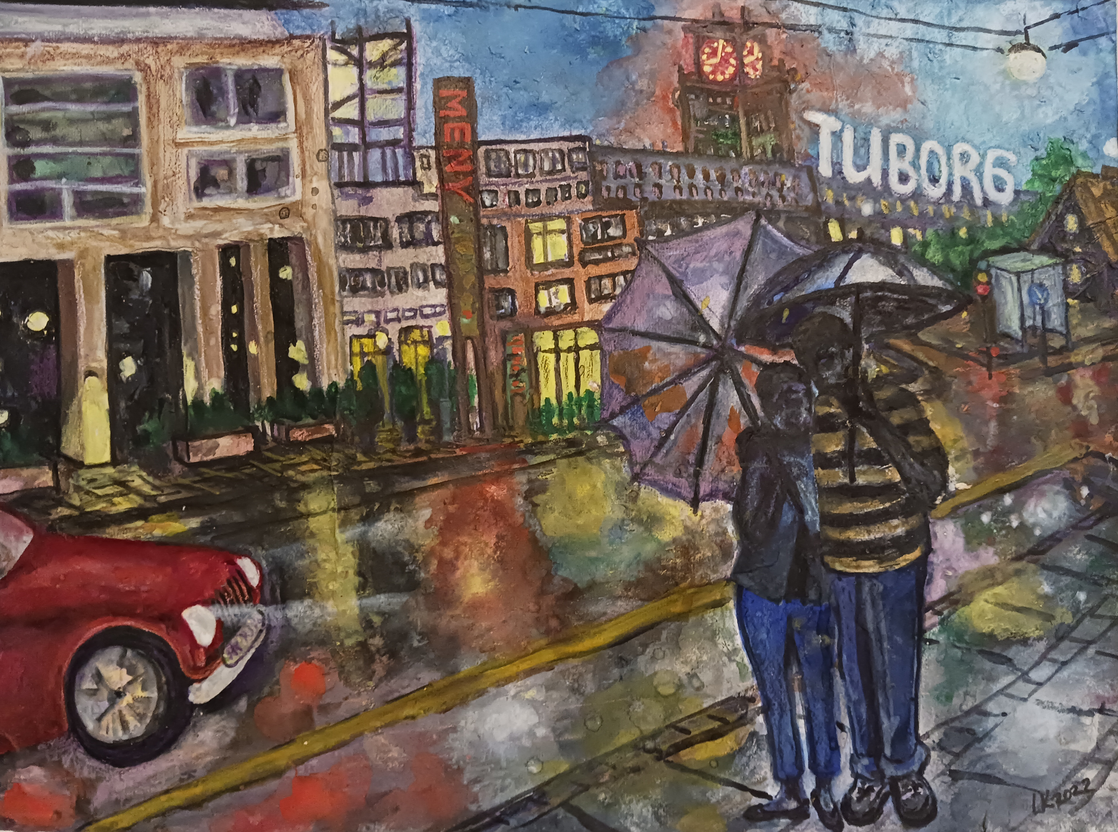 "Regn på Strandvejen i Hellerup".
