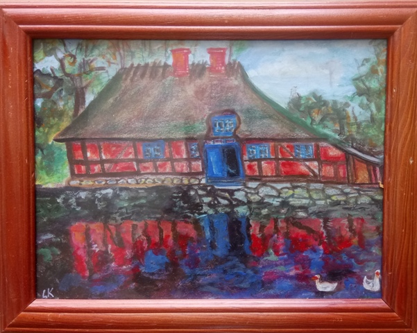 "Gammelt hus ved vandet".